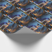 Blue Heeler Dog Whimsical Halloween Malerei Geschenkpapier (Ecke)