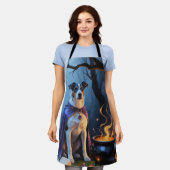 Blue Heeler Dog Whimsical Halloween Malerei Schürze (Getragen)