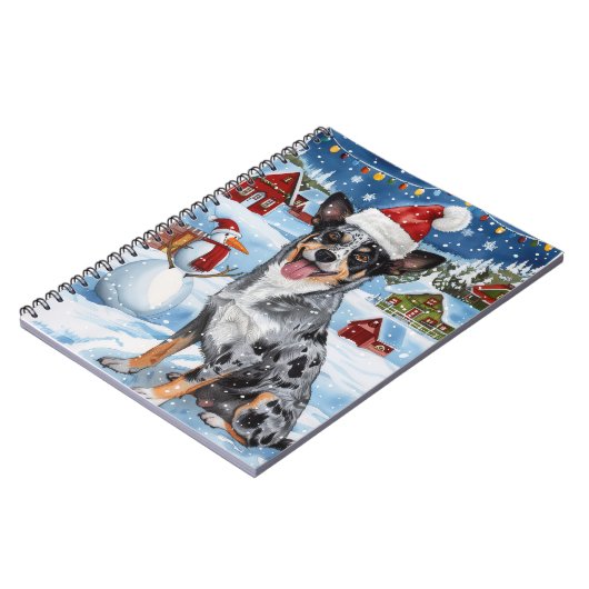 Blue Heeler Dog Winter Wunderland Weihnachtsfreude Notizblock (Linke Seite)