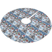 Blue Heeler Dog Winter Wunderland Weihnachtsfreude Polyester Weihnachtsbaumdecke (Schrägansicht)