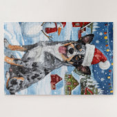 Blue Heeler Dog Winter Wunderland Weihnachtsfreude Puzzle (Horizontal)