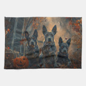 Blue Heeler Halloween Night Doggy Delight Geschirrtuch (Horizontal)