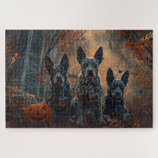 Blue Heeler Halloween Night Doggy Delight Puzzle (Horizontal)
