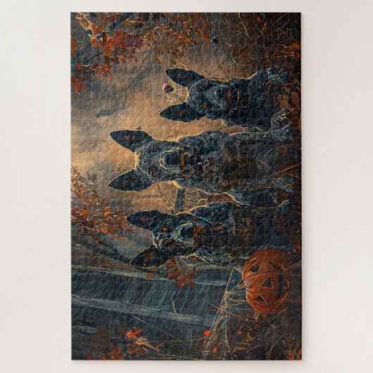 Blue Heeler Halloween Night Doggy Delight Puzzle (Vertikal)