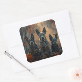 Blue Heeler Halloween Night Doggy Delight Quadratischer Aufkleber (Umschlag)