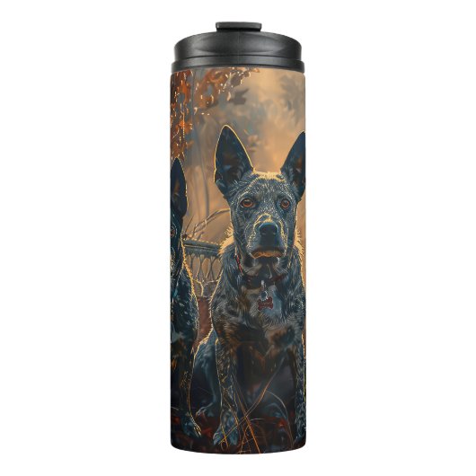 Blue Heeler Halloween Night Doggy Delight Thermosbecher (Vorderseite)