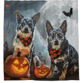 Blue Heeler Halloween Spooky Duschvorhang (Vorderseite)