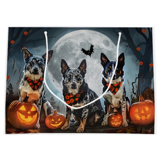 Blue Heeler Halloween Spooky Große Geschenktüte (Vorderseite)
