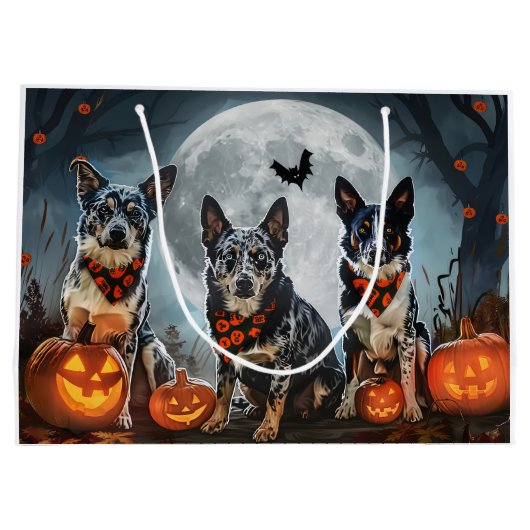 Blue Heeler Halloween Spooky Große Geschenktüte (Rückseite)
