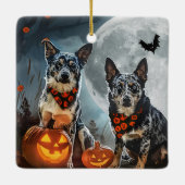 Blue Heeler Halloween Spooky Keramikornament (Rückseite)