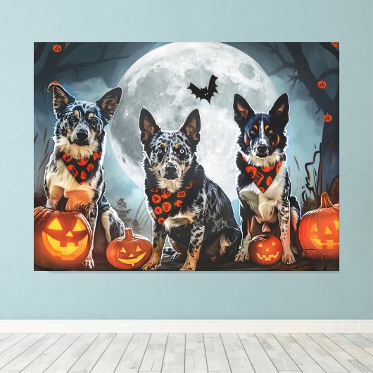 Blue Heeler Halloween Spooky Leinwanddruck (Insitu (Holzboden))