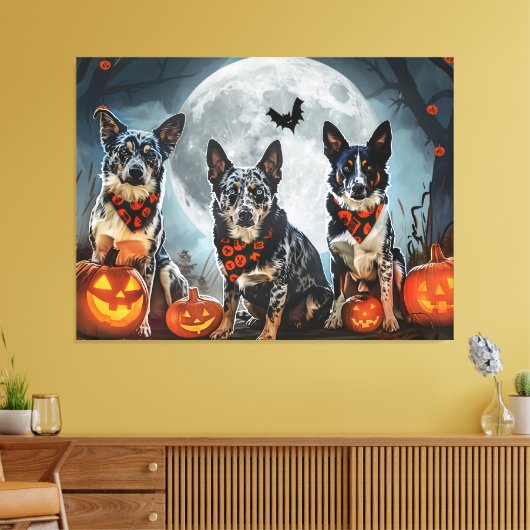 Blue Heeler Halloween Spooky Leinwanddruck (Insitu (Wohnzimmer))