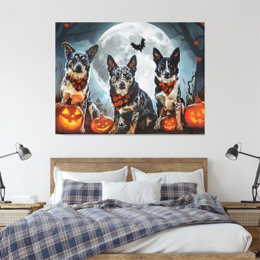 Blue Heeler Halloween Spooky Leinwanddruck (Insitu (Schlafzimmer))