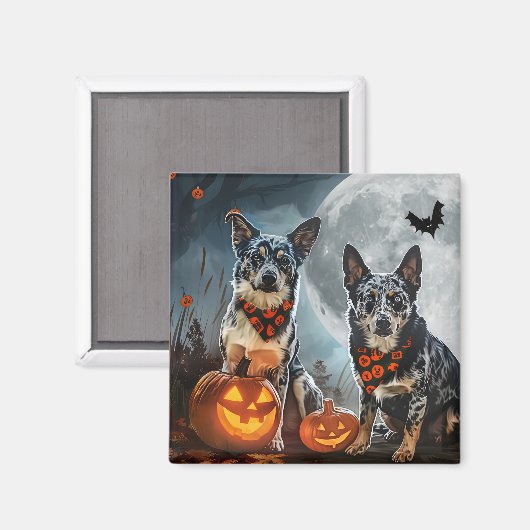 Blue Heeler Halloween Spooky Magnet (Vorderseite/Rückseite)