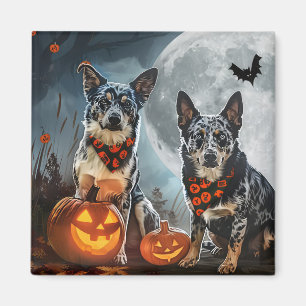 Blue Heeler Halloween Spooky Magnet