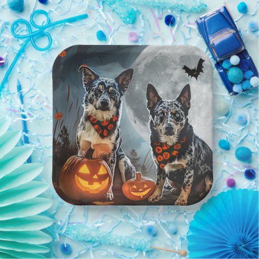 Blue Heeler Halloween Spooky Pappteller (Party)