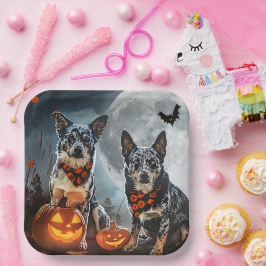 Blue Heeler Halloween Spooky Pappteller (Party)