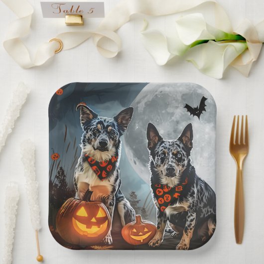 Blue Heeler Halloween Spooky Pappteller (Hochzeit)