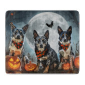 Blue Heeler Halloween Spooky Schneidebrett (Vorderseite)