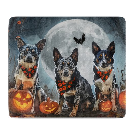 Blue Heeler Halloween Spooky Schneidebrett (Vorderseite)