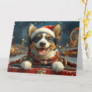 Blue Heeler Hund Achterbahn Weihnachten Karte