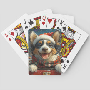Blue Heeler Hund Achterbahn Weihnachten Spielkarten