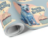 Blue Heeler Hund farbenfroh Geschenkpapier (Rolleneckpunkt)