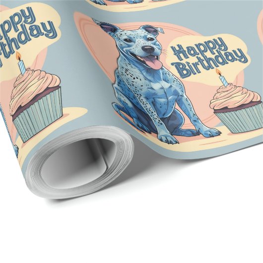 Blue Heeler Hund farbenfroh Geschenkpapier (Rolleneckpunkt)