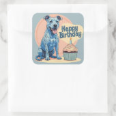 Blue Heeler Hund farbenfroh Quadratischer Aufkleber (Tasche)