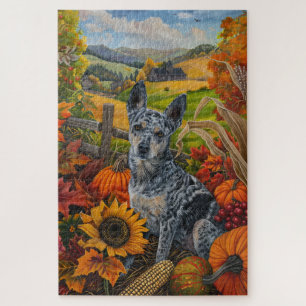 Blue Heeler Hund Herbsternte Erntedank Puzzle