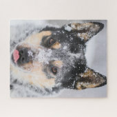 Blue Heeler Hund im Schnee Puzzle (Horizontal)