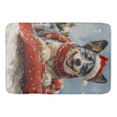 Blue Heeler Hund in Sledge Lass es Schnee Weihnach Badematte (Vorderseite)