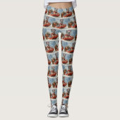 Blue Heeler Hund in Sledge Lass es Schnee Weihnach Leggings (Vorderseite)