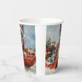 Blue Heeler Hund in Sledge Lass es Schnee Weihnach Pappbecher (Links)