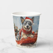 Blue Heeler Hund in Sledge Lass es Schnee Weihnach Pappbecher (Vorderseite)