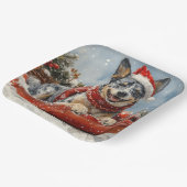 Blue Heeler Hund in Sledge Lass es Schnee Weihnach Pappteller (Gewinkelt)