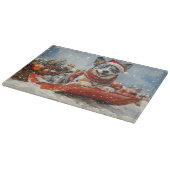 Blue Heeler Hund in Sledge Lass es Schnee Weihnach Schneidebrett (Ecke)