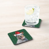 Blue Heeler Hund mit Green Holiday Kariert Weihnac Getränkeuntersetzer (Rechte Seite)