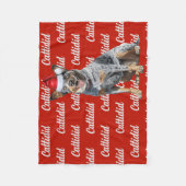 Blue Heeler Hund mit Name Gemustert Weihnachten Fleecedecke (Vorderseite)