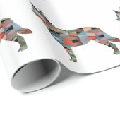 Blue Heeler Hund Rasse Silhouette Geo Kariert Geschenkpapier (Rolleneckpunkt)