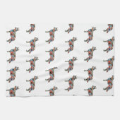 Blue Heeler Hund Rasse Silhouette Geo Kariert Geschirrtuch (Horizontal)