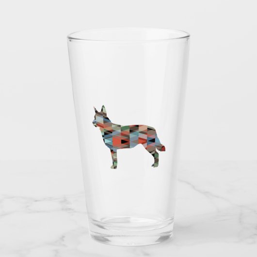 Blue Heeler Hund Rasse Silhouette Geo Kariert Glas (Vorderseite)