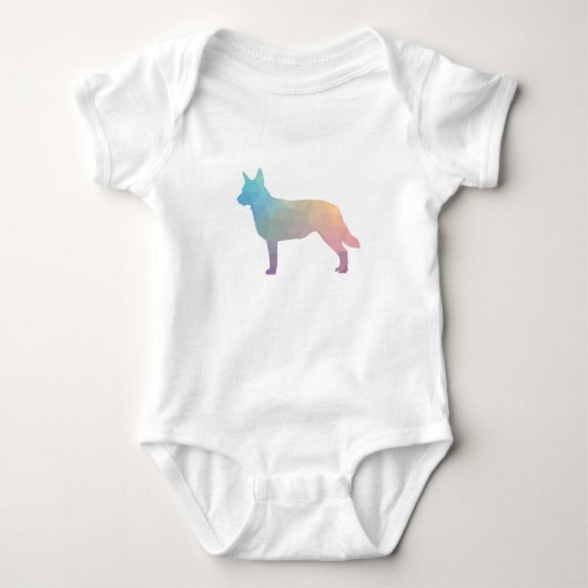 Blue Heeler Hund Rasse Silhouette Geo Pastel Baby Strampler (Vorderseite)