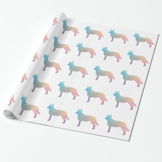 Blue Heeler Hund Rasse Silhouette Geo Pastel Geschenkpapier (Ungerollt)