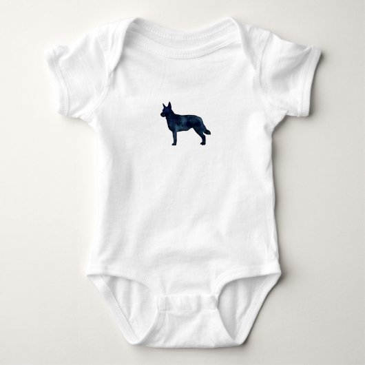 Blue Heeler Hund Silhouette Black Watercolor Baby Strampler (Vorderseite)