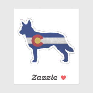 Blue Heeler Hund Silhouette Colorado Flag Aufkleber