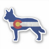 Blue Heeler Hund Silhouette Colorado Flag Aufkleber (Vorderseite)