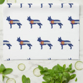 Blue Heeler Hund Silhouette Colorado Flag Geschirrtuch (Gefaltet)