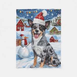 Blue Heeler Hund Winterwunderland Weihnachtsfreude Fleecedecke