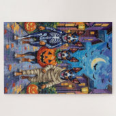 Blue Heeler Hunde Trick-or-Treating in Halloween C Puzzle (Horizontal)